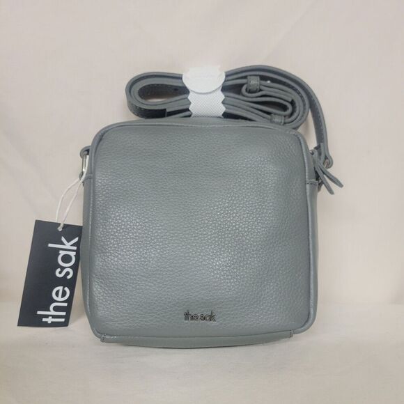 The Sak Maisie Square Leather Crossbody Bag, Adjustable Strap, Dusty Blue, NEW - Picture 5 of 6